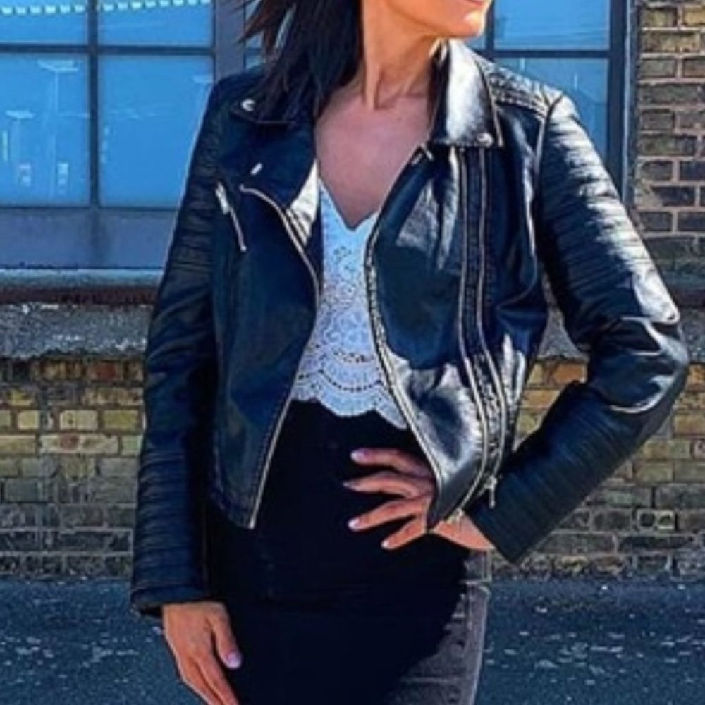 Modern Edge Faux Leather Biker Jacket black
